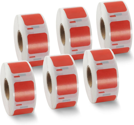 BETCKEY Colored Labels Compatible with Dymo 30332 (1" x 1") Square QR code's Multi-Purpose Labels, Compatible for Dymo LabelWriter Thermal 450, 4XL & Zebra Desktop Printers [6 Rolls, Red]
