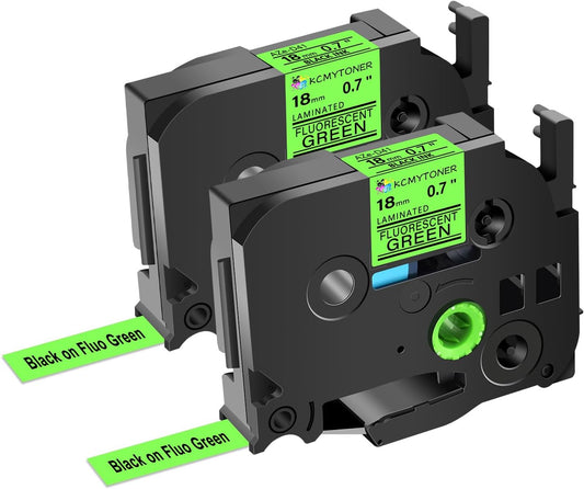 2 Pack Compatible for Ptouch TZe-D41 TZ-D41 TZe TZ Label Tape 18mm 0.7'' Laminated Black on Fluo Green Tape Label Maker Tape for PT-D600 PT-D610BT PT-D600VP PT-P710BT PT-P750W
