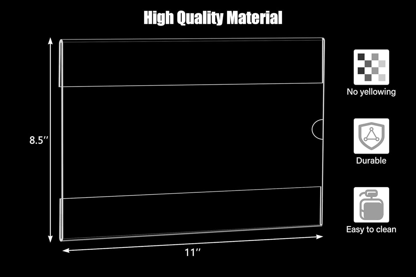 6pack Acrylic Wall Sign Holder with Tape,8.5 X 11 Wall Mount Clear Plastic Sign Holder, Horizontal Memo Document Menu Holder for Restaurant, Office, School, Store and Home Use,No Drilling