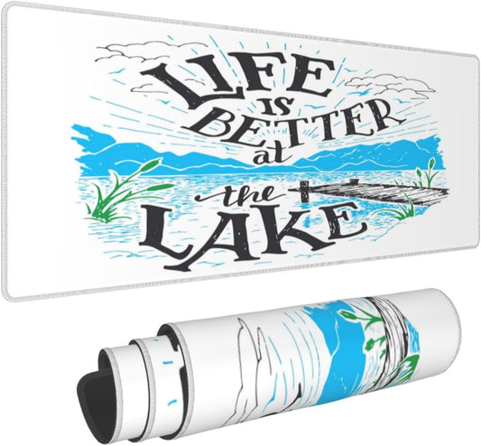 Life is Better at The Lake Mouse Pad, Large Big Gaming Mouse Pad Desk Pad, Mousepad with Non-Slip Rubber Base, Extended XXL Mouse Mat for Computer Laptop Office Accessories