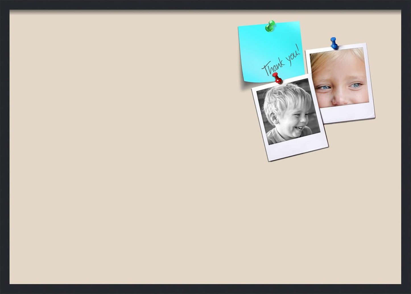 PinPix 40x28 Inch Cork Bulletin Board. This Decorative Framed Pin Board Comes with Desert Pastel Design and a Satin Black Frame. Ideal for Home Office Decor or Message Board (PinPix-1815)