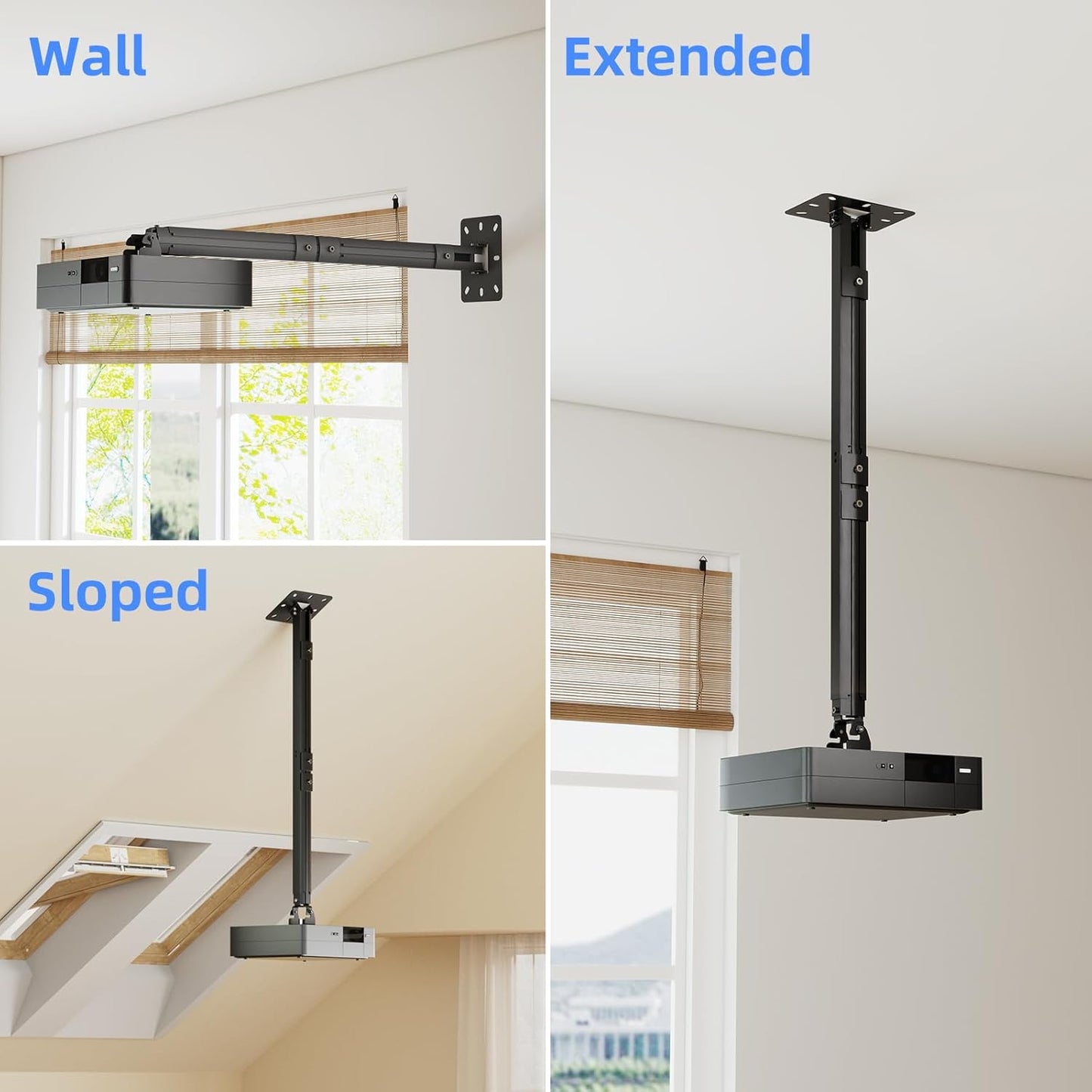 suptek 49inch Extended Mini Projector Ceiling Mount Adjustable Wall Mount with Thread Adapters for Projector DVR Camera (PR05LMINIB)