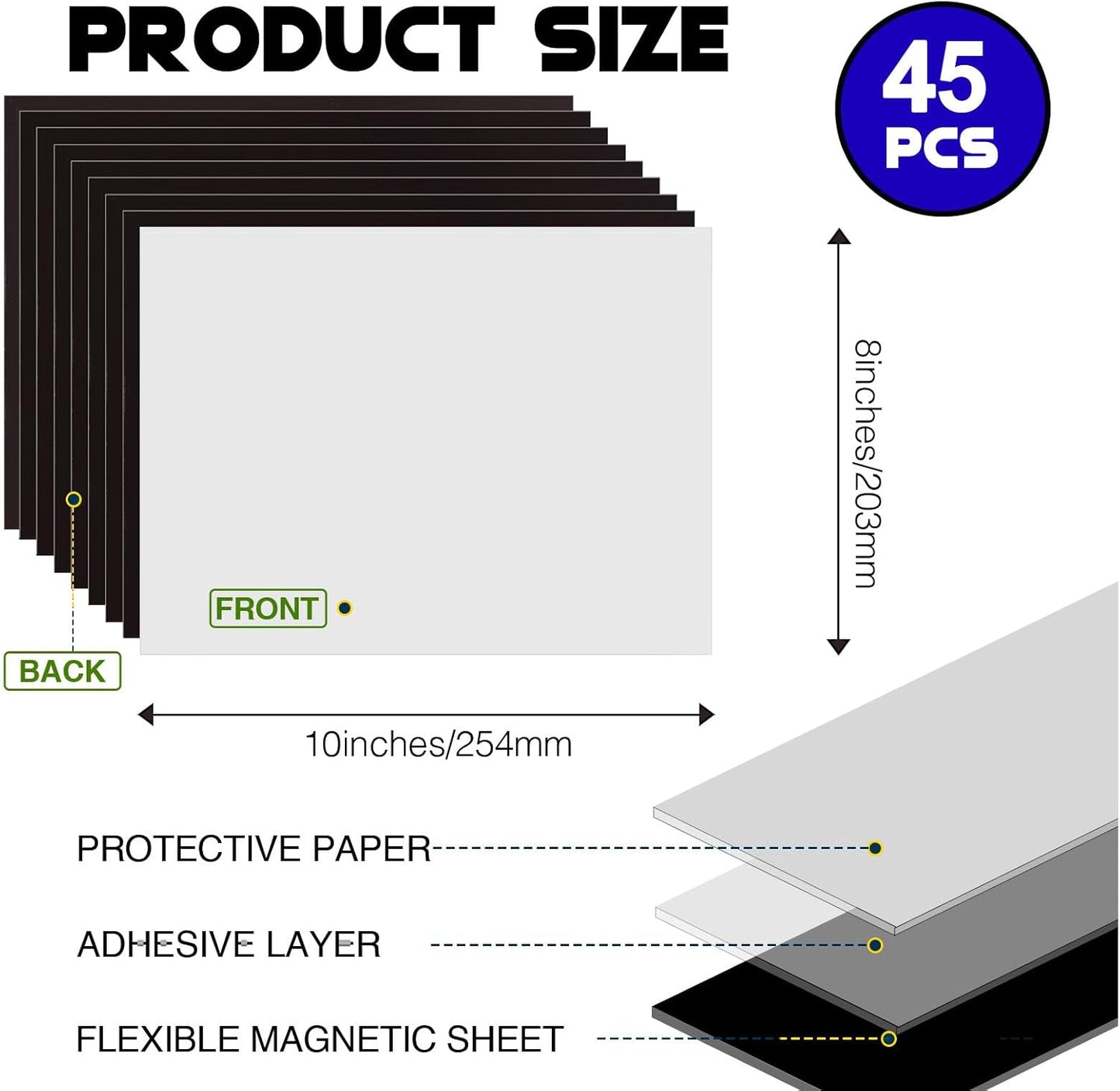 45 Pieces Picture Magnetic Sheets (8X10),Cuttable Photo Magnet Sheets with Adhesive Backing for Home/Classroom/Office/Business