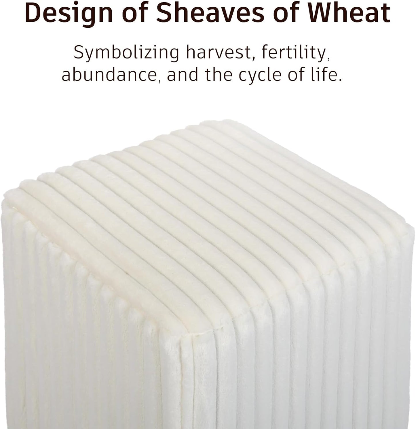 Modern Square Ottoman 2Pcs, Vertical Channel Tufted Foot Stool Ottoman, Velvet Upholstered Vanity Stool for Makeup, Bedroom, Living Room, White