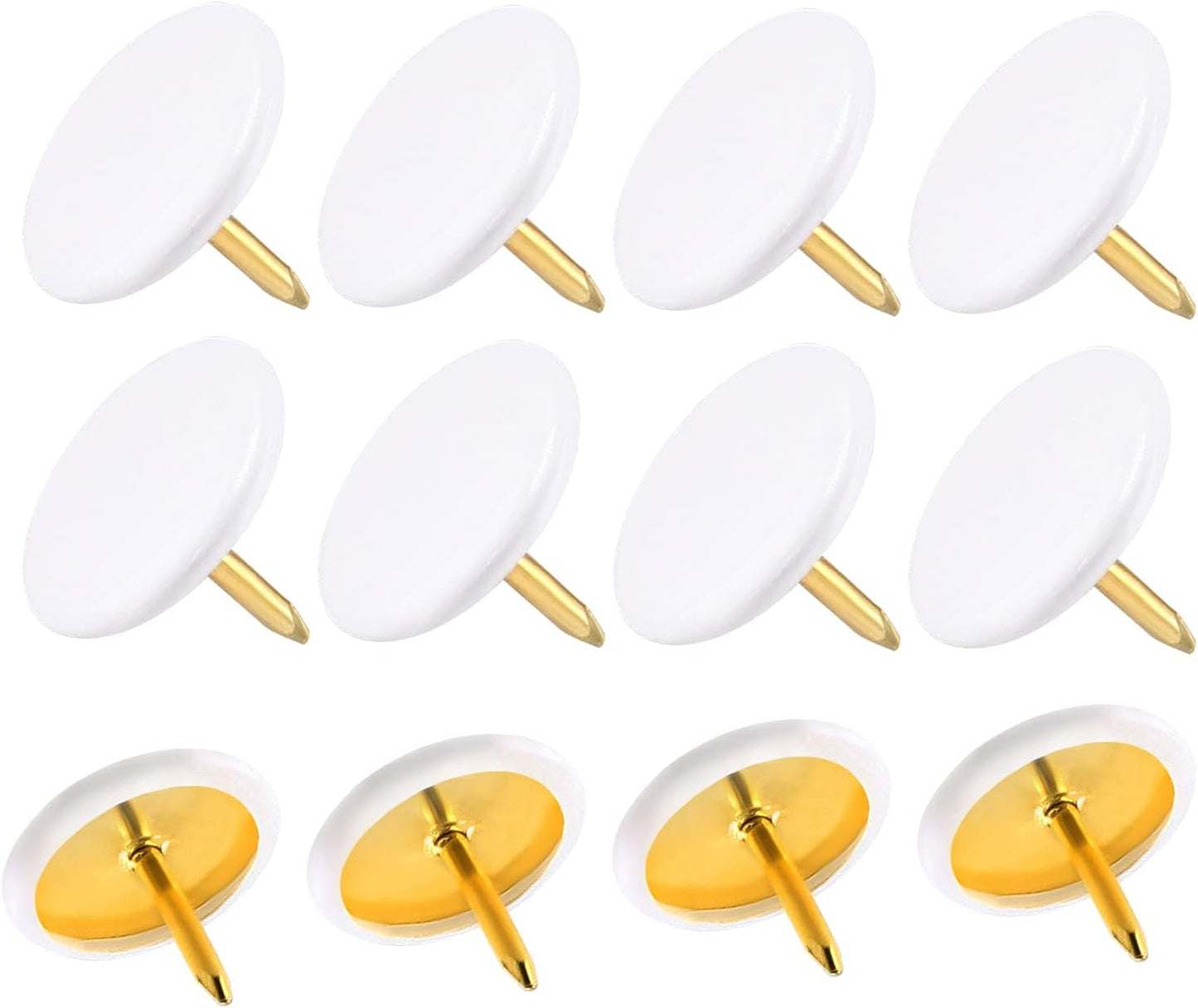 Piutouyar 300Pcs White Decorative Flat Push Pin, Plastic Roundness Head Thumbtack, Black Thumb Tacks for Wall, Map, Cork Board, 3/8 Inch