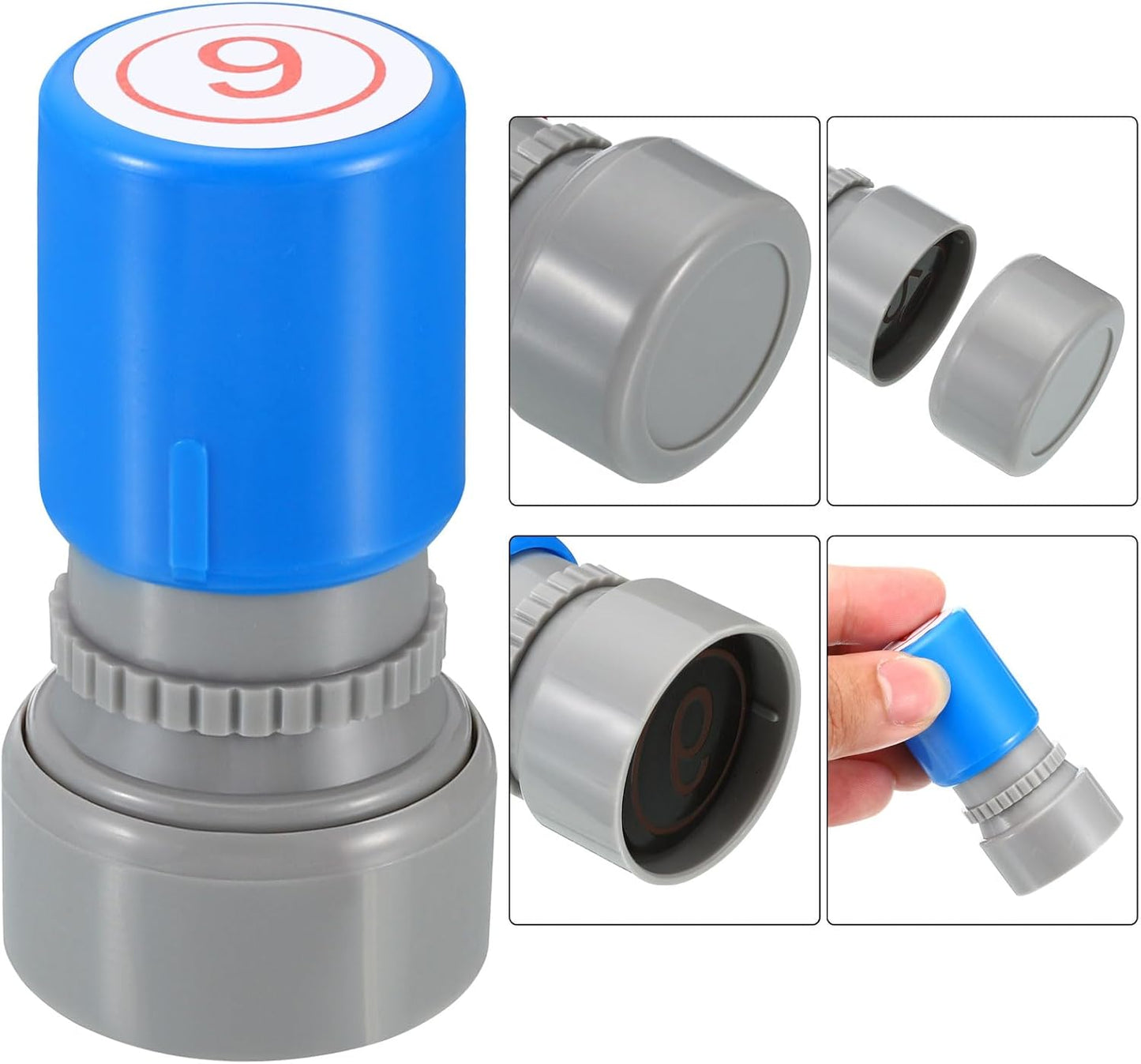 PATIKIL Number Stamps Self Inking, Numeral 9 Number Stamp Teacher Stamp Initial Stamp Ink Stamp for Class Notebook Scrapbooking DIY Craft Style 2, Red Ink