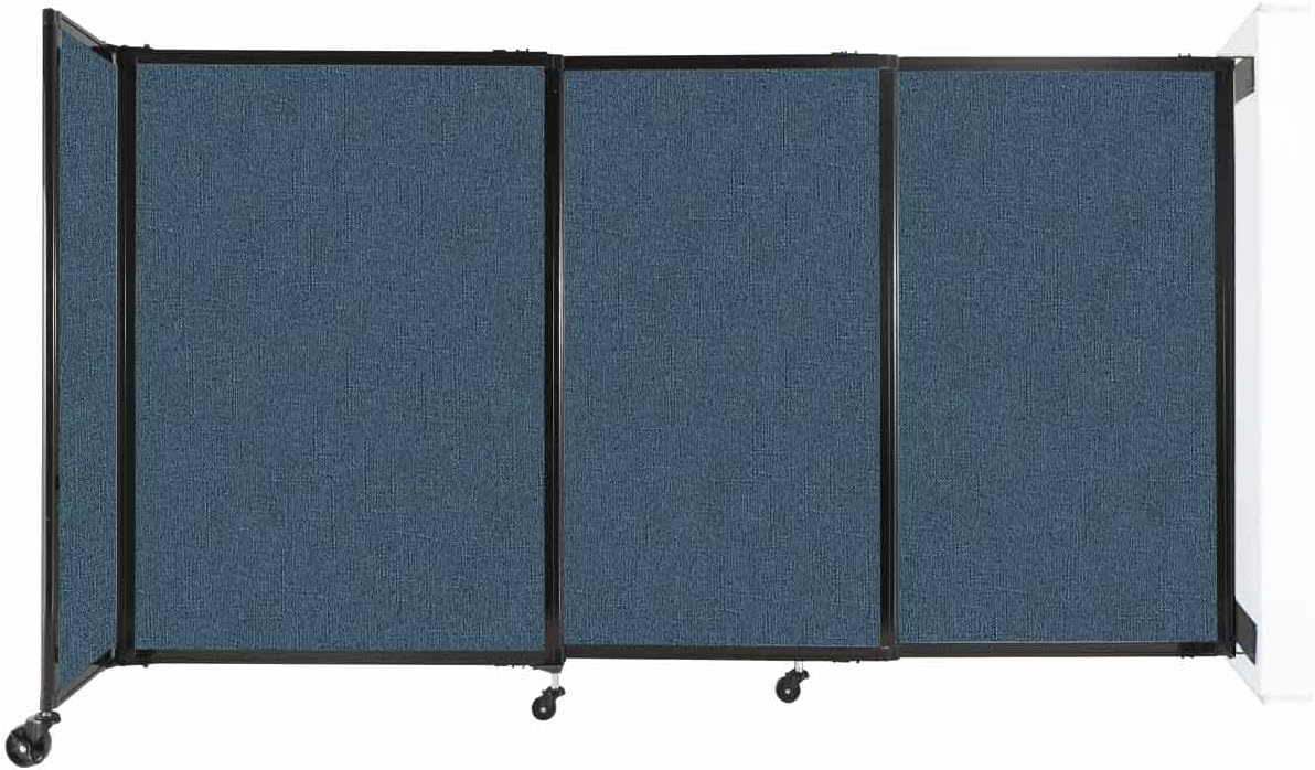 Wall-Mounted Sliding StraightWall Room Divider | Adjustable Widths | Locking Wheels | Room Separator | Up to 7'2" Wide x 4' Tall Caribbean Fabric Panels