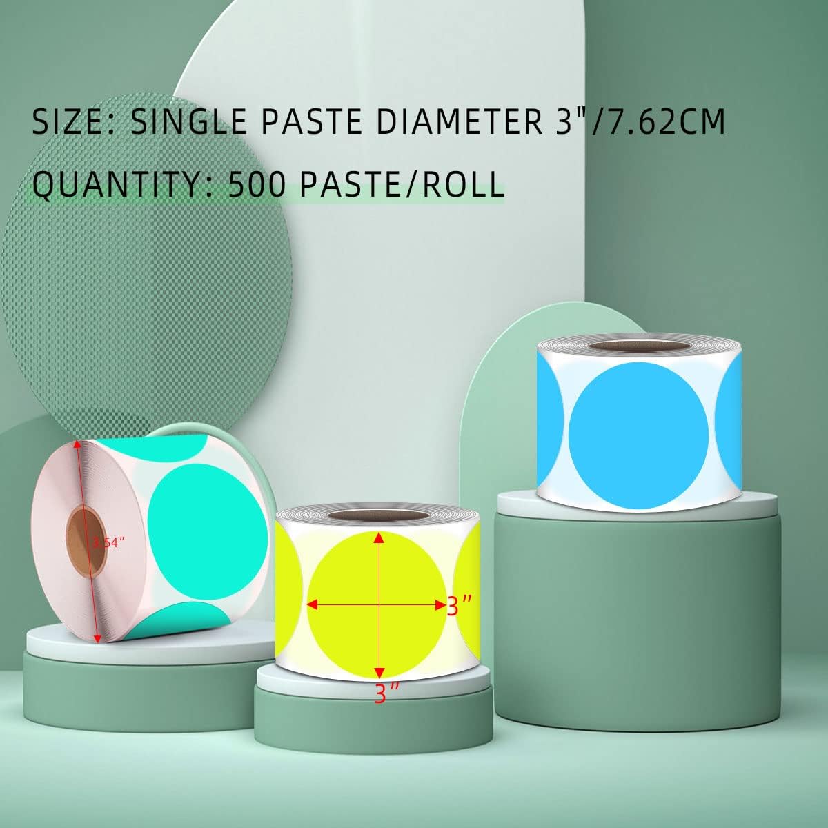 PARLAIM 3" Color Coding Label, 500 PCS Fluorescent Yellow Colored Circle Dot Stickers for Target Paster, Permanent Adhesive Sticker Easy to Write