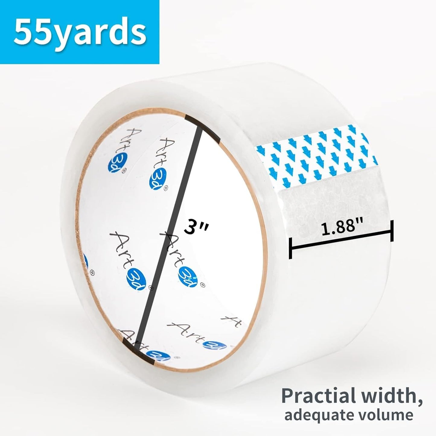 Art3d 24 Rolls Carton Sealing Tape Heavy Duty, 1.88" x 55 yds, 2 mil Thick