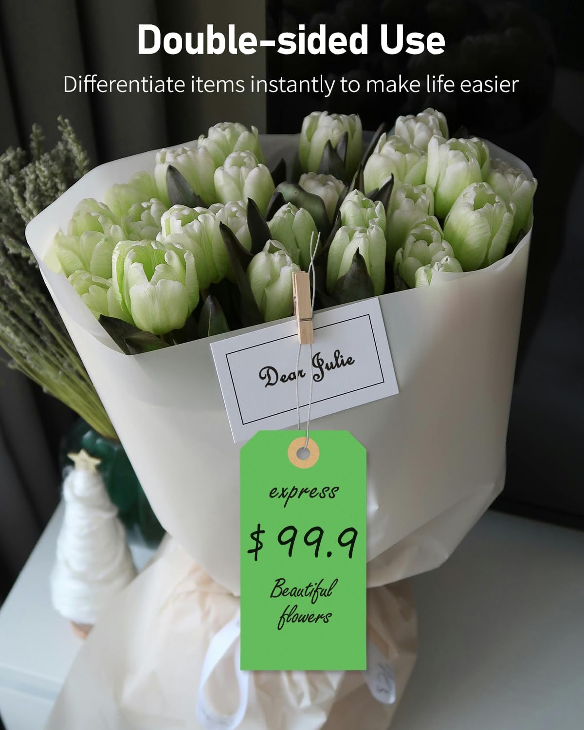 Uniclife 100 Pcs Green Blank Shipping Tags with Wire Attached 4.7 Inch Paper Tags Hang Tag with Reinforced Eyelet Large Marking Label Writable Price Tags Inventory Label Tag, 4.7" x 2.36"