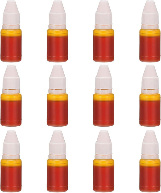 PATIKIL 0.33oz Refill Ink for Stamps and Ink Pads, 12Pcs 10ml Stamp Pad Ink Refill for Office Stamp Self Inking Stamp Date Stamp Scrapbooking, Yellow