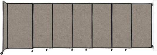 Wall-Mounted Sliding StraightWall Room Divider | Adjustable Widths | Locking Wheels | Room Separator | Up to 15'6" Wide x 5' Tall Warm Pebble Fabric Panels