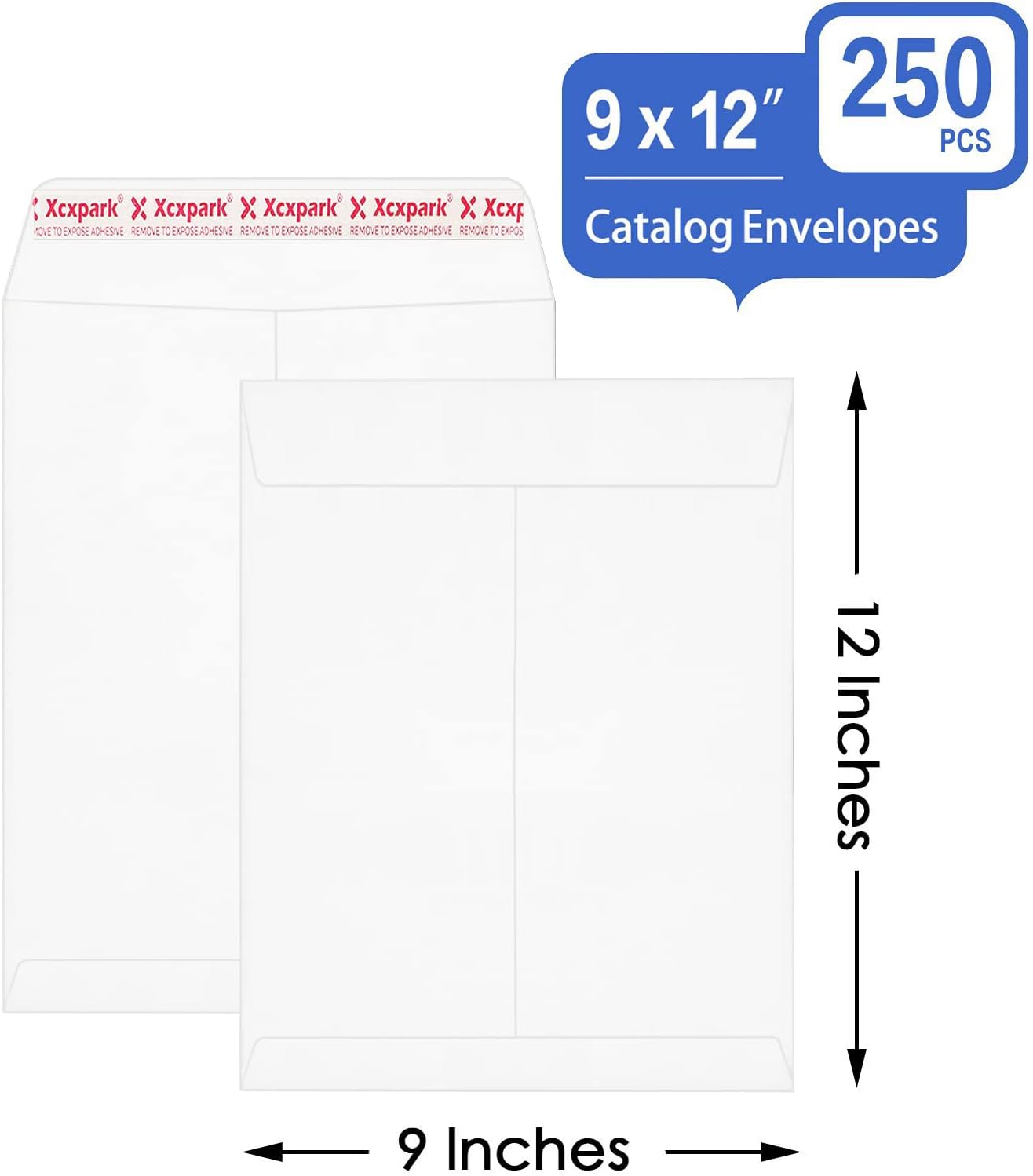 250 PCS 9x12 inches Security Catalog Envelopes Printable Self Seal Envelopes, Anti Tear White Kraft Envelopes for Invitation Cards, Pictures, Photos, Documents