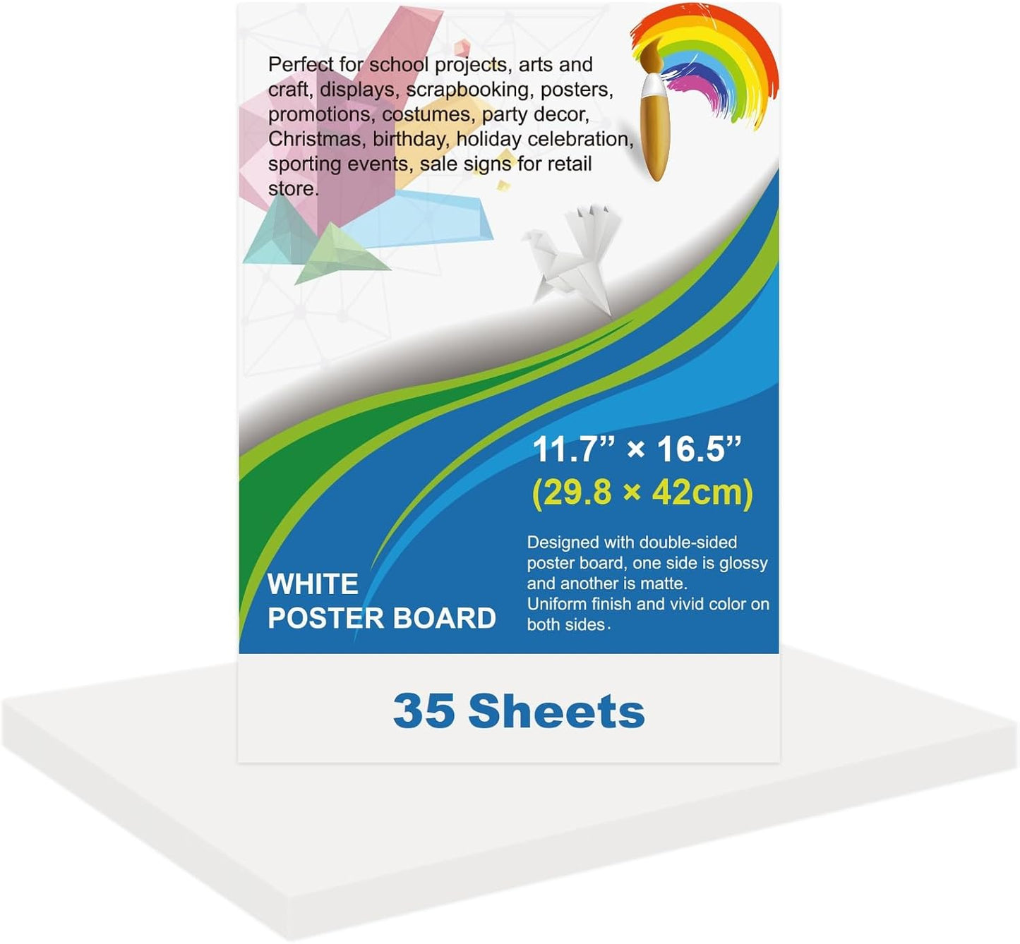 35 Pcs White Poster Board Paper 11.7 x 16.5, ROOKEA White Vision Boards Bulk Smart Posterboard Blank Graphic Display Card Paper for Drawing Artwork School Arts Crafts Classroom Projects Scrapbooking