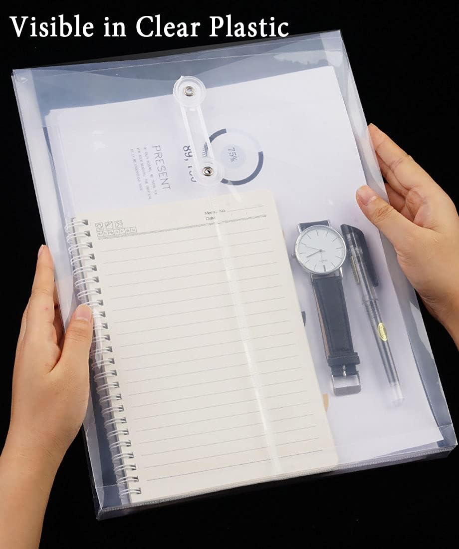 Letter Size Clear Poly Envelopes with String Closure 20 Pack, EGOSKY Plastic Envelope Folders with Top Opening