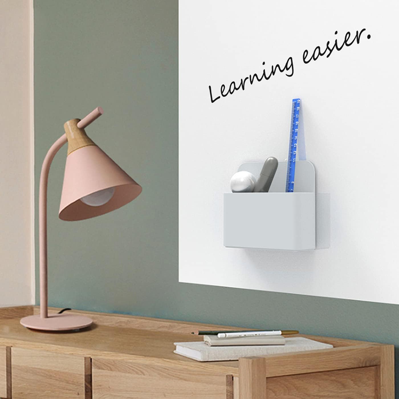 Magnetic Dry Erase Marker Holder, 2 Pack Magnetic Pen Marker Holder for Whiteboard, Fridge, Locker Accessories, School, Office, Home, Magnet Pen Cup, White