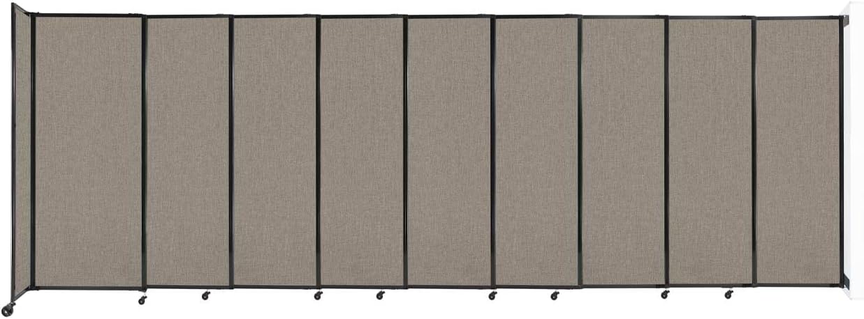 Wall-Mounted Sliding StraightWall Room Divider | Adjustable Widths | Locking Wheels | Room Separator | Up to 19'9" Wide x 6'10" Tall Warm Pebble Fabric Panels