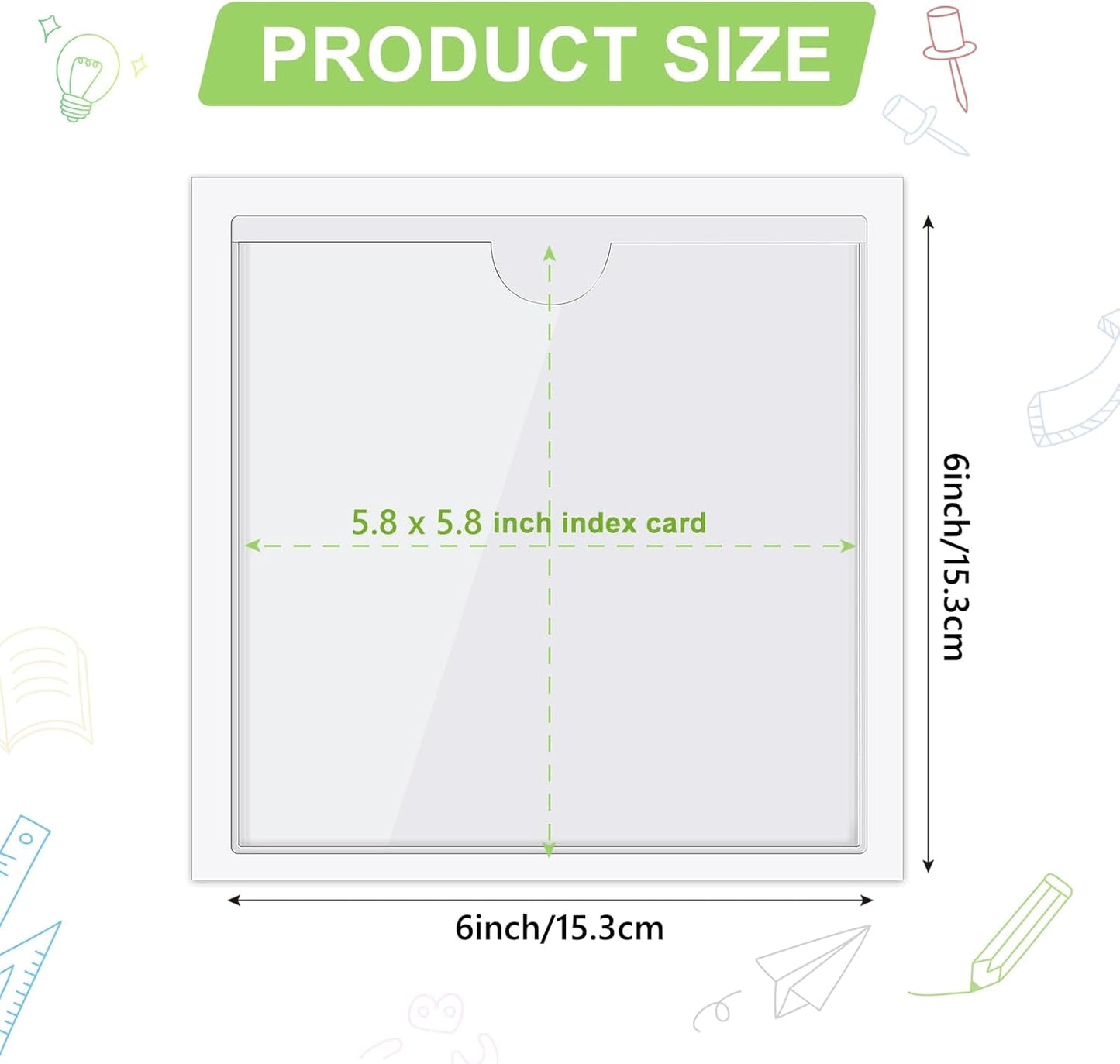 30 Pack Self-Adhesive Index Card Pockets with Top Open for Loading - Ideal Index Card Holder for Organizing and Protecting - Crystal Clear Plastic(6 x 6 Inches)