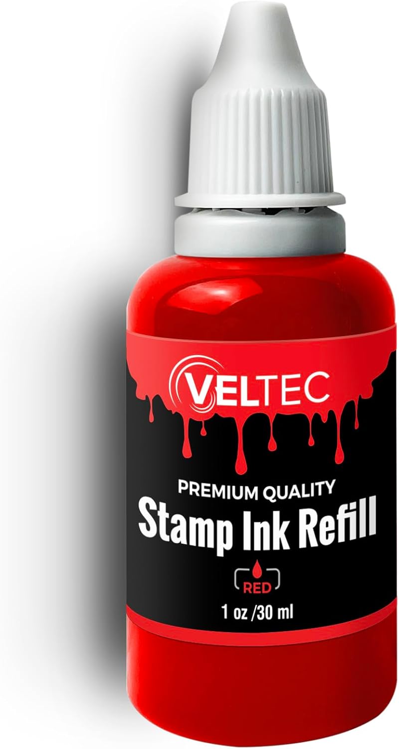 Self-Inking Stamp Refill Ink, Squeeze Bottle – 1 oz. (Red)