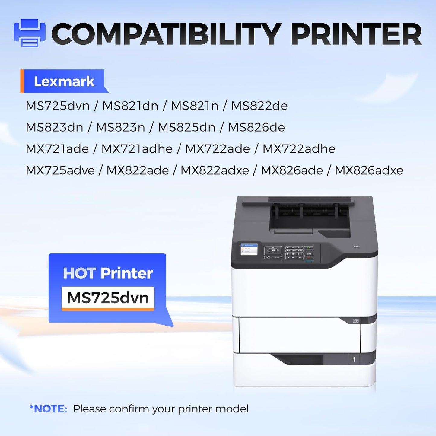 58D1U00 Toner Cartridge Black Ultra High Yield with Chip Remanufactured 58D1U00 Replacement for Lexmark 58D1U00 Toner for MS725 MS823 MS824 MS825 MS826 MX722 MX725 MX822 MX824 MX826 Laser Printer Ink