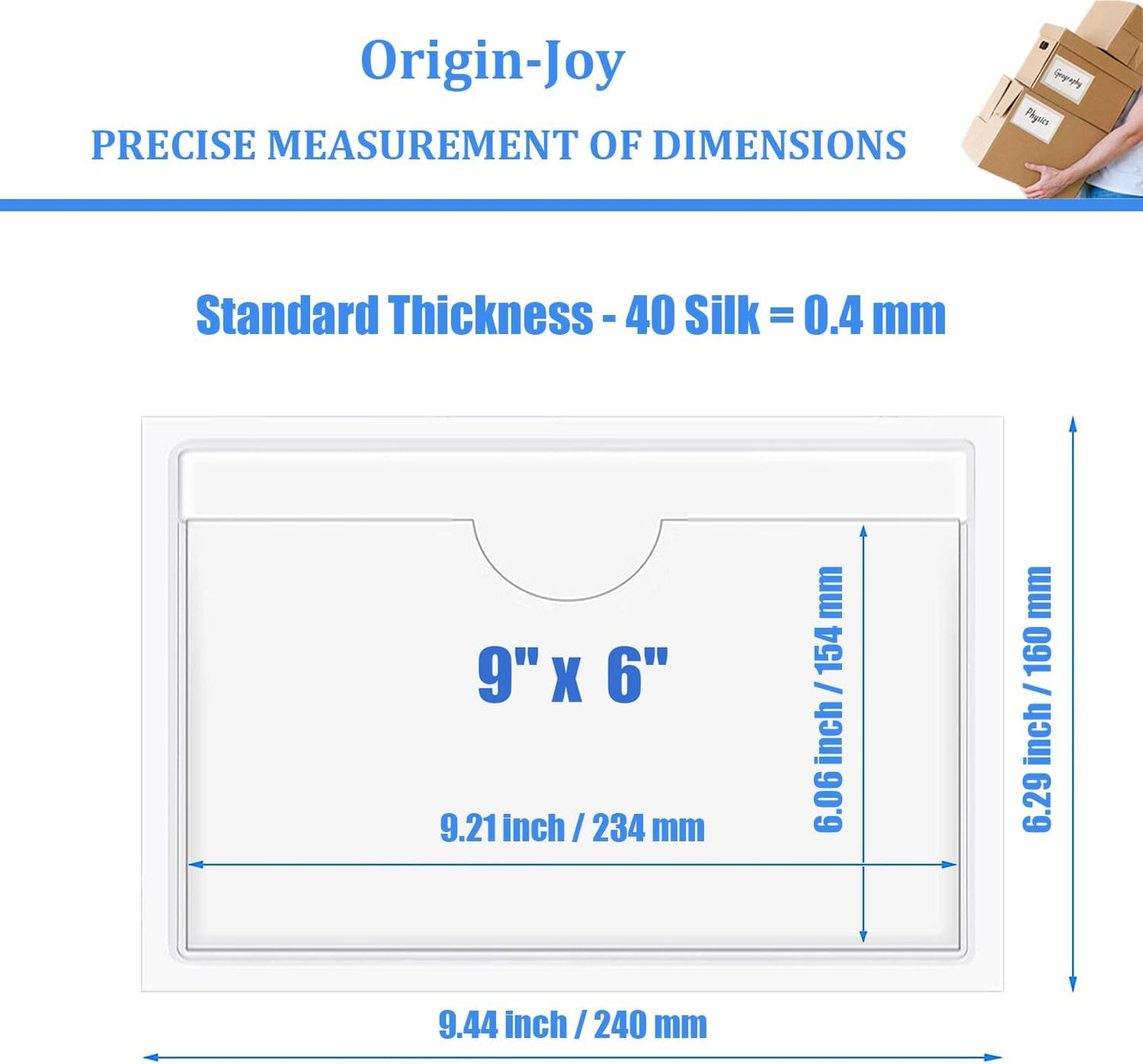Origin-Joy 25 PCS Self-Adhesive Index Label Pockets, Clear Plastic Peel & Stick Card Holders with Top Open for Loading (9 x 6 inch)