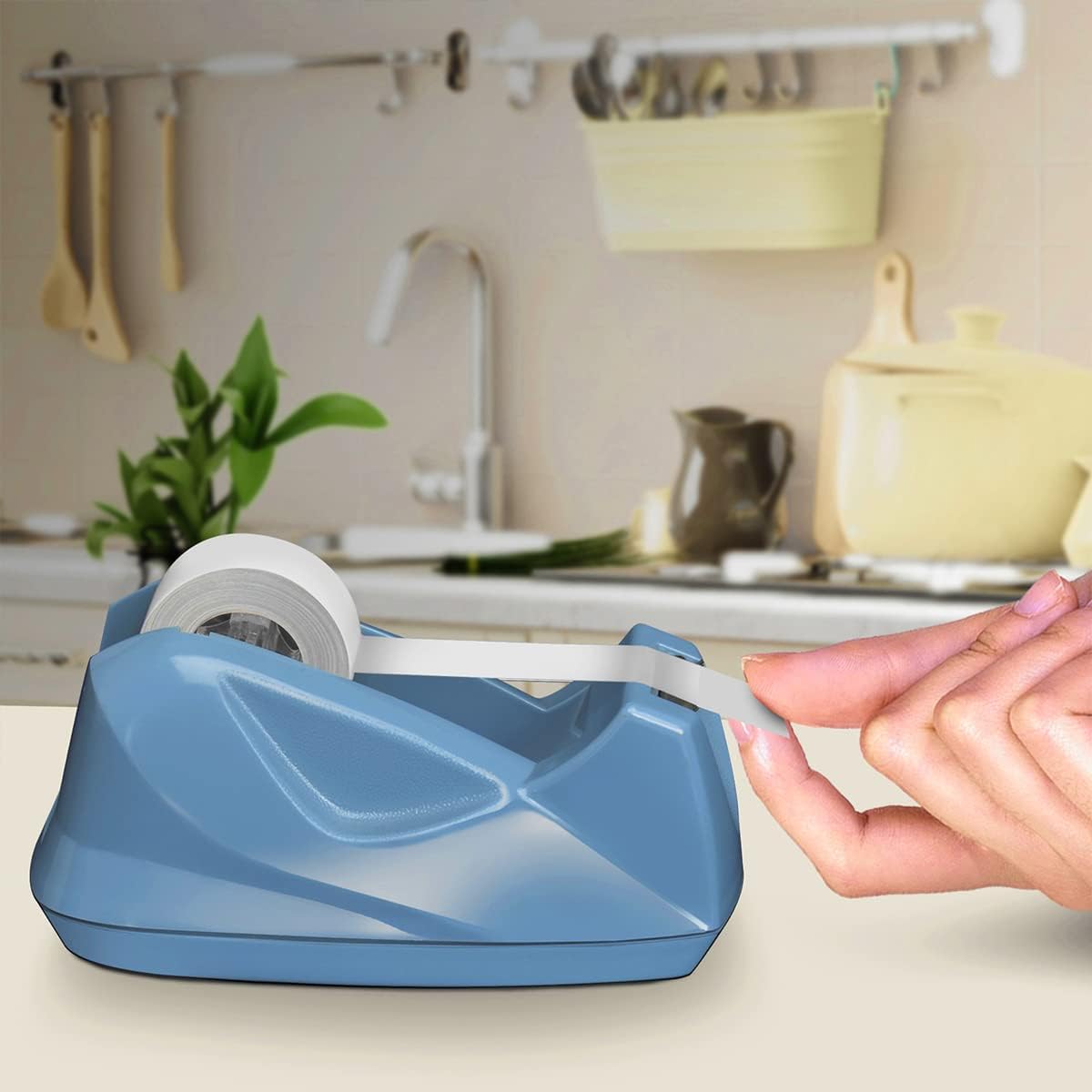 Acrimet Premium Desktop Tape Dispenser, Plastic, Non-Skid Base (Heavy Duty) (Light Blue Color)
