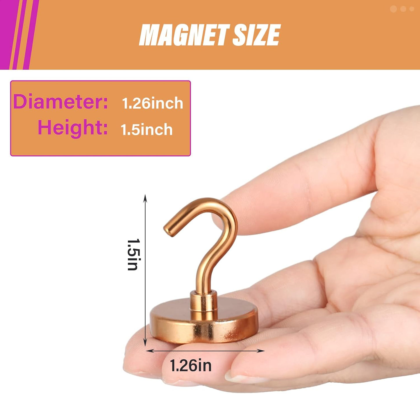 Neosmuk Magnetic Hooks Heavy Duty, Strong Magnet with Hook for Fridge, Super Neodymium Extra Strength Industrial Hooks for Hanging, Magnetic Hanger for Toolbox, Cruise, Grill(Bronze,4 Pack)