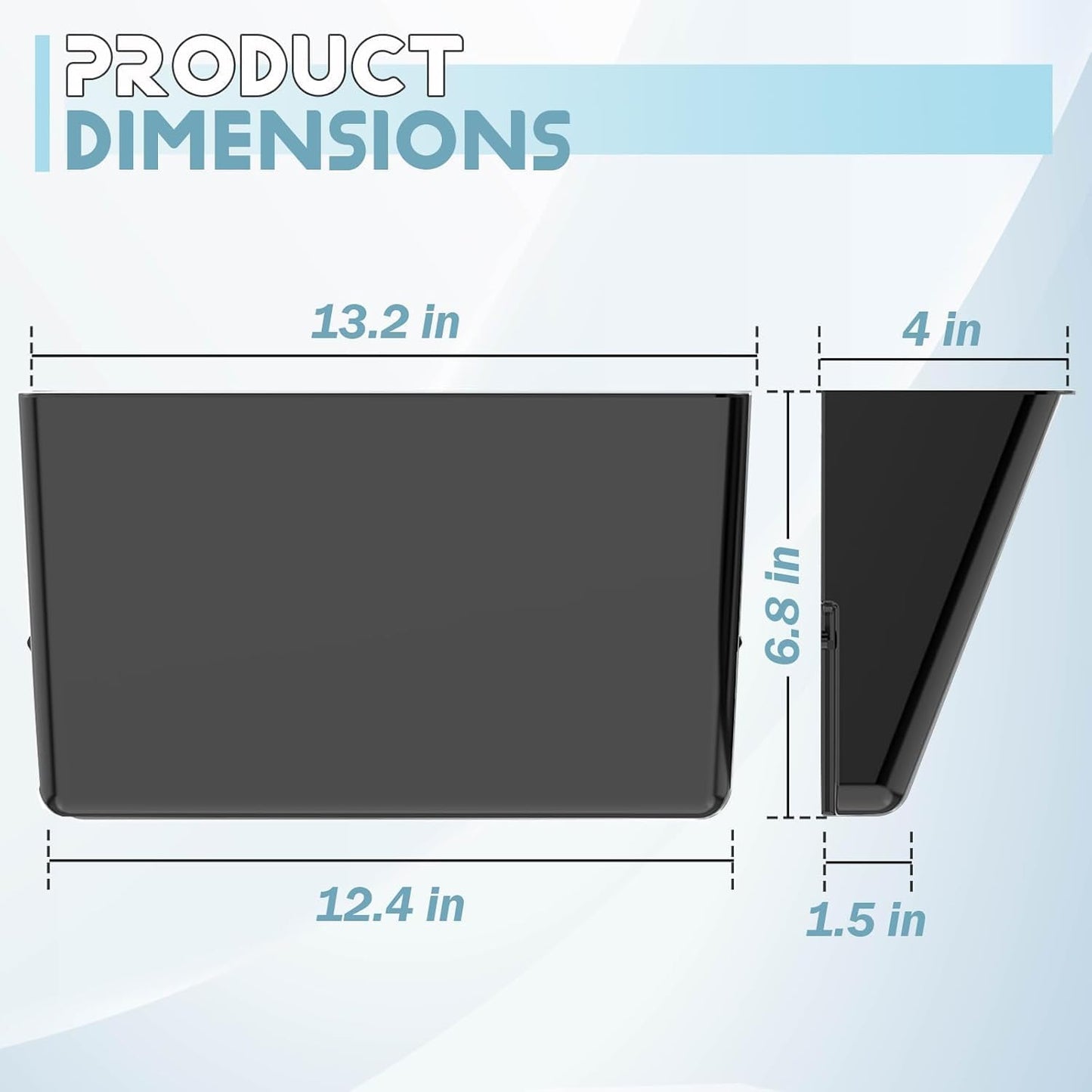 4 Pack Clear Acrylic Single Pocket, Plastic Hanging Wall Mount File Holder for Office Home, Black