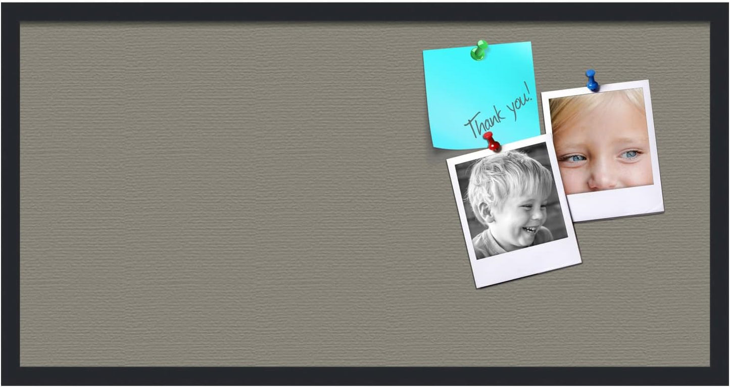 PinPix 36x18 Inch Cork Bulletin Board. This Decorative Framed Pin Board Comes with Pewter Design and a Satin Black Frame. Ideal for Home Office Decor or Message Board (PinPix-1812)