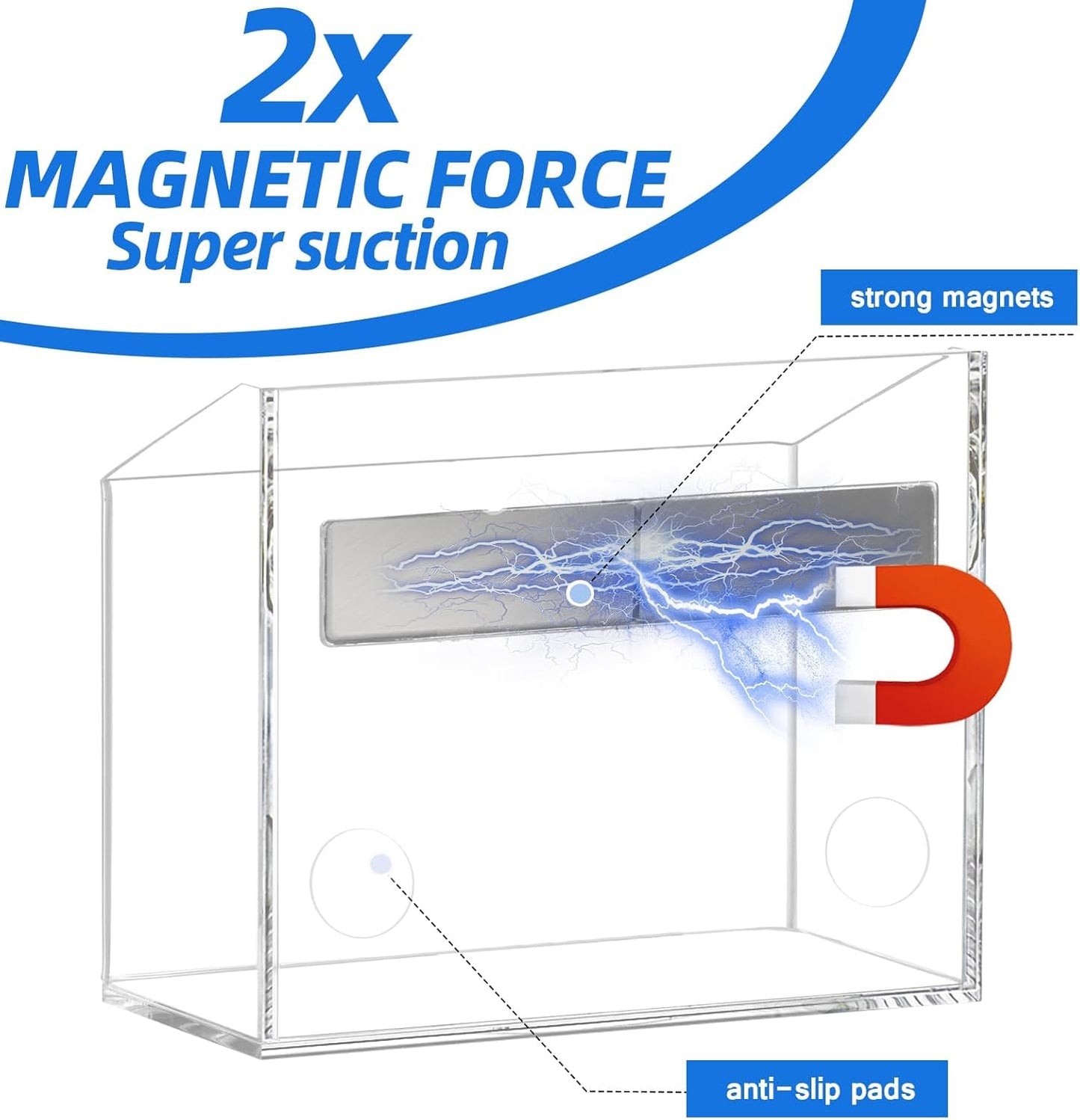 Simetufy Magnetic Pen Holder, Magnetic Dry Erase Marker Holder, magnetic pen holder for refrigerator, whiteboard , Pens, Pencils, Non-slip Acrylic Magnetic Marker Holder- Transparent, 1 Pack