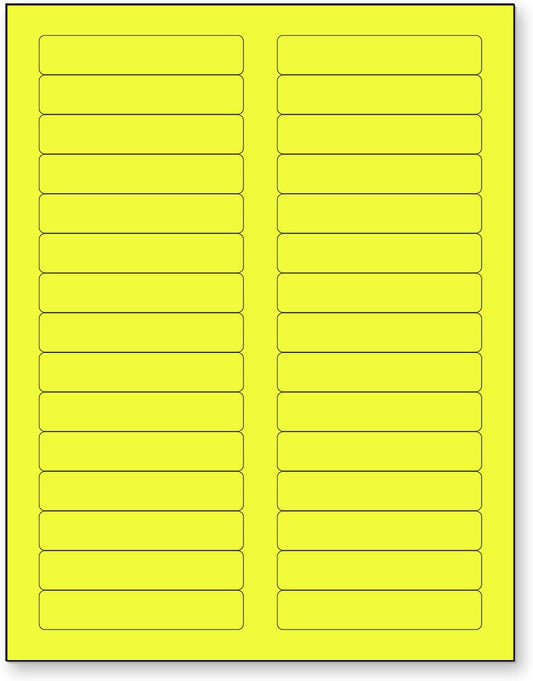 NextDayLabels 8-1/2 x 11 Neon Color High Light Fluorescent Labels for Laser & Inkjet Printer (Yellow Fluorescent, 2/3" x 3-7/16" - 30 Per Page | 750 Labels)