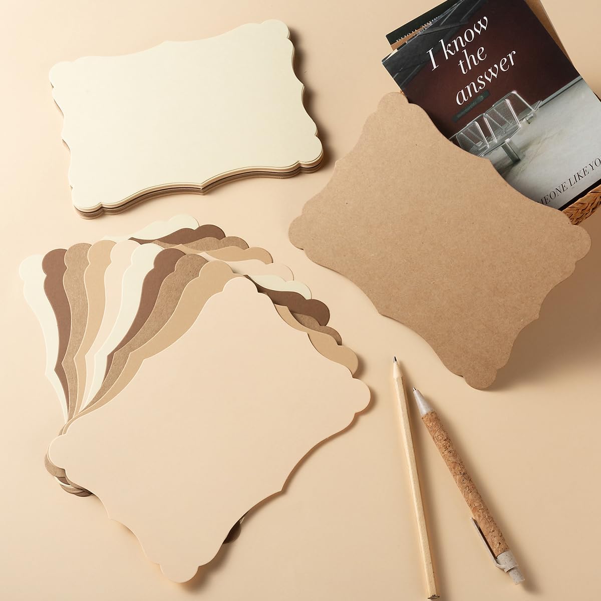 50 Pack Blank Kraft Cards Cardstock Thick Paper Brown Greeting Cards for DIY Gift Card Menus, Baby Shower and Wedding Invitations (Brown, 4x6IN)