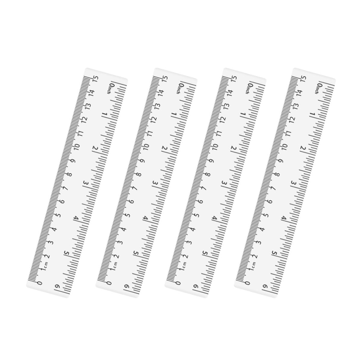 4 Pack Clear Plastic Straight Rulers, Clear Ruler Bulk, Transparent Ruler with Centimeters and Inches, for Class, Office (6 inch)