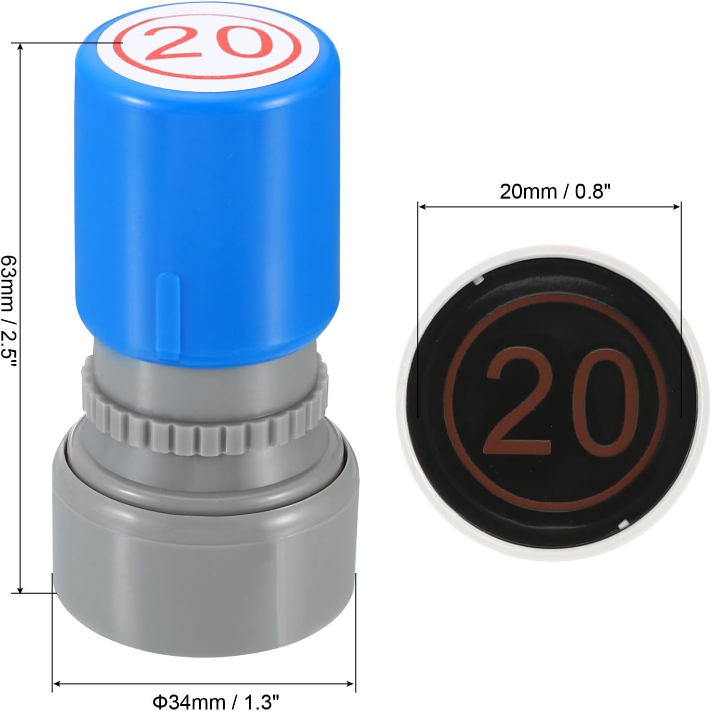 PATIKIL Number Stamps Self Inking, Numeral 20 Number Stamp Teacher Stamp Initial Stamp Ink Stamp for Class Notebook Scrapbooking DIY Craft Style 2, Red Ink