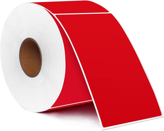 PARLAIM 3 X 5 Inch Rectangle Adhesive Color Coding Stickers,Red Square Colorful Inventory Stickers -500Per Dispenser Box (Red)