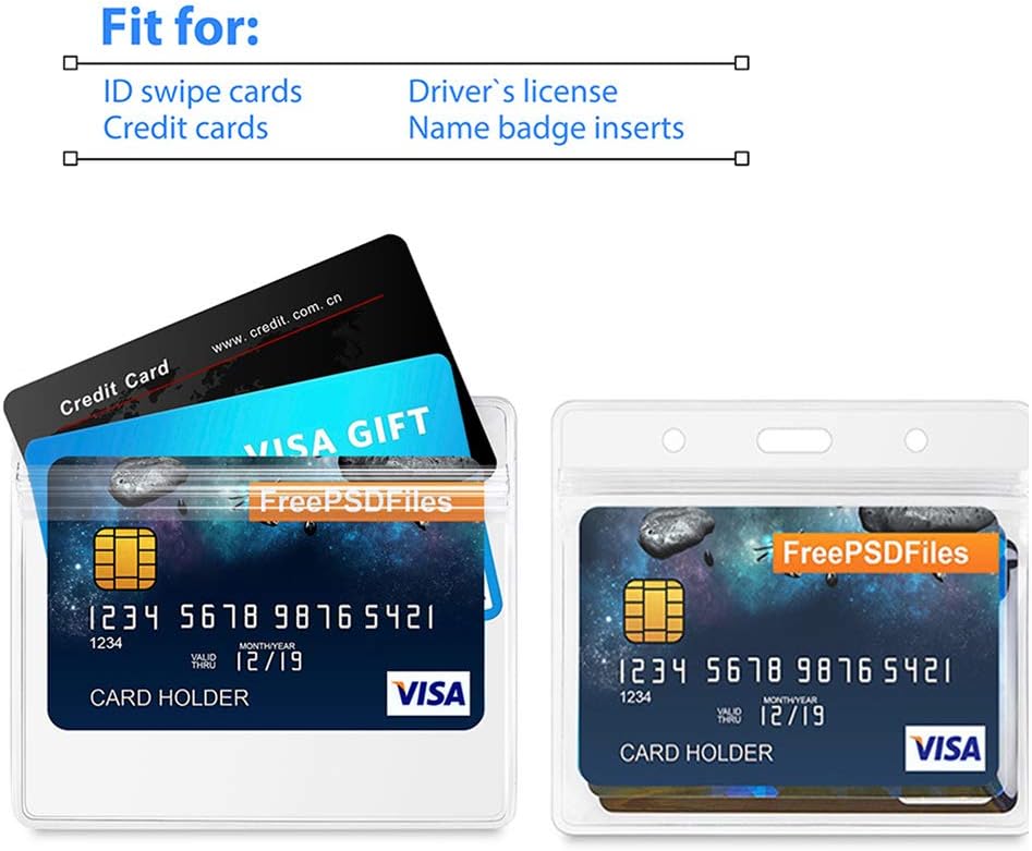 Bird Fiy Lanyards with id Holder Name Badges 50 Pcs Waterproof Type Clear Plastic Horizontal Name Tag Badge Id Card and 50 Pcs Lanyard (Green)