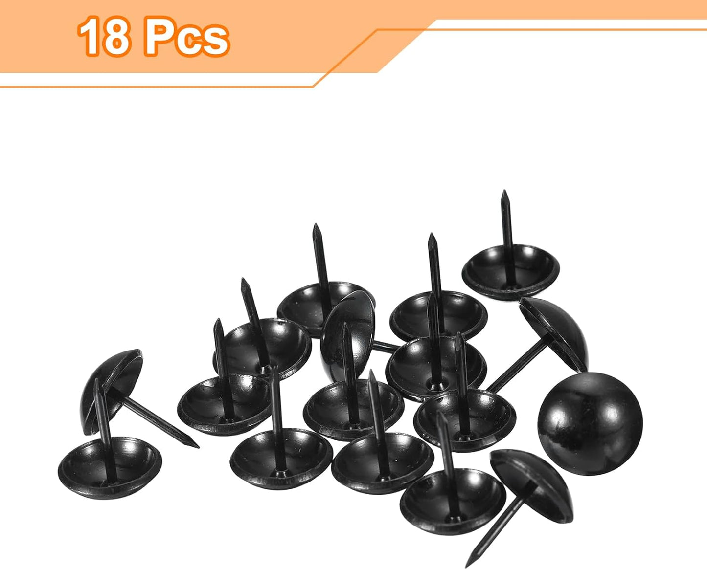 uxcell Upholstery Tacks Nail Pins Furniture, 18Pcs 16x20mm Thumb Tack Pins Assortment Kit Carbon Steel for Home Sofa DIY Decorative Nail Heads Nails, Black