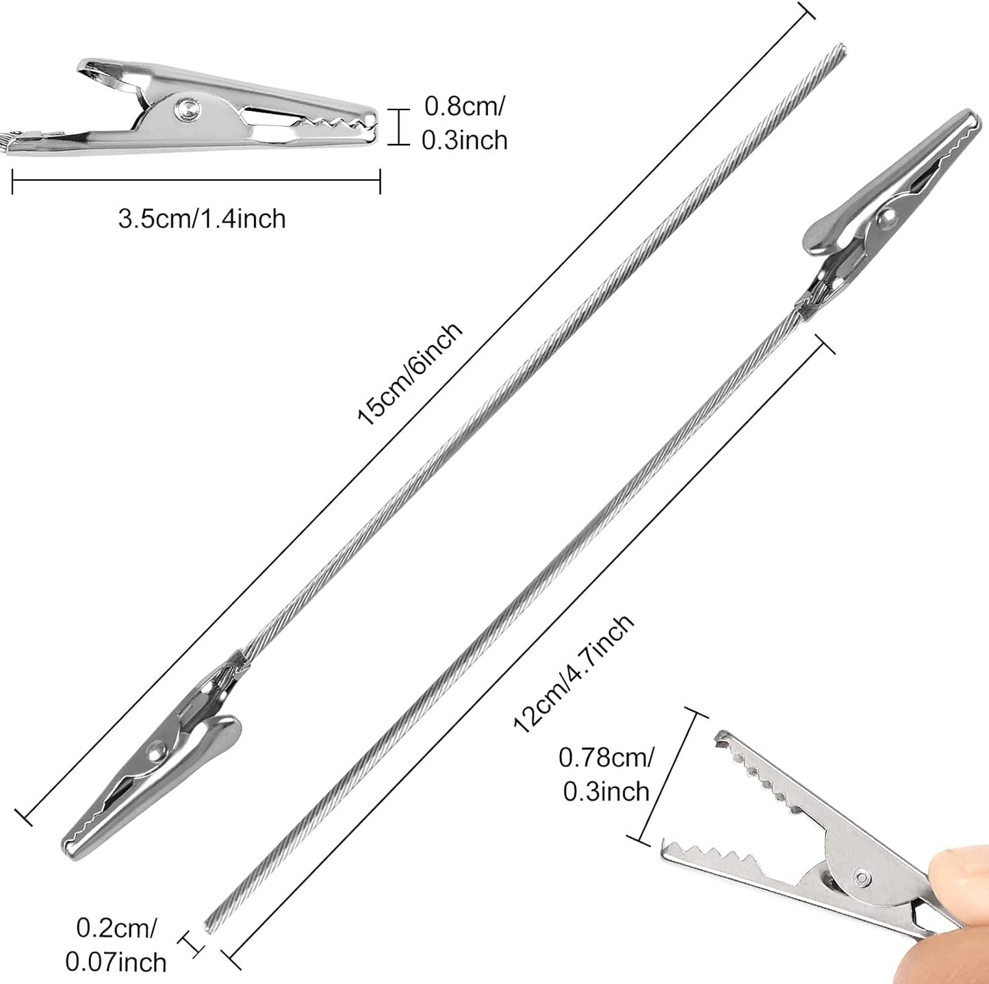 40 PCS Metal Wire Long-Tailed Alligator Clamp Photo Clip Holder - Alligator Clips for Crafts, DIY Card, Photo, Memo Holder (6inch/150mm)