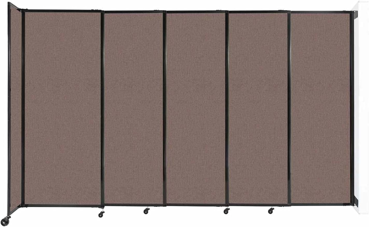 Wall-Mounted Sliding StraightWall Room Divider | Adjustable Widths | Locking Wheels | Room Separator | Up to 11'3" Wide x 6'10" Tall Latte Fabric Panels