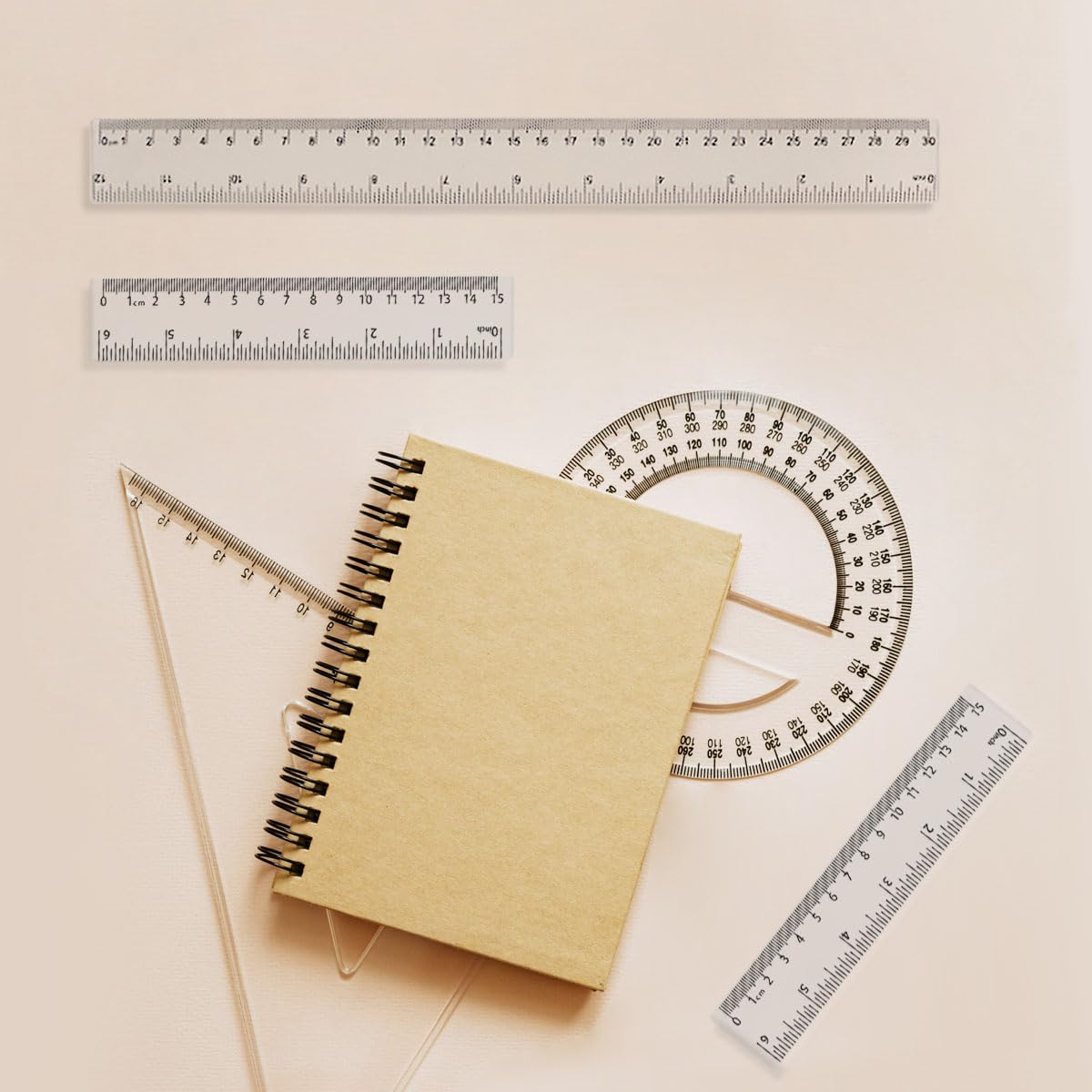 4 Pack Clear Plastic Straight Rulers, Clear Ruler Bulk, Transparent Ruler with Centimeters and Inches, for Class, Office (6 inch)