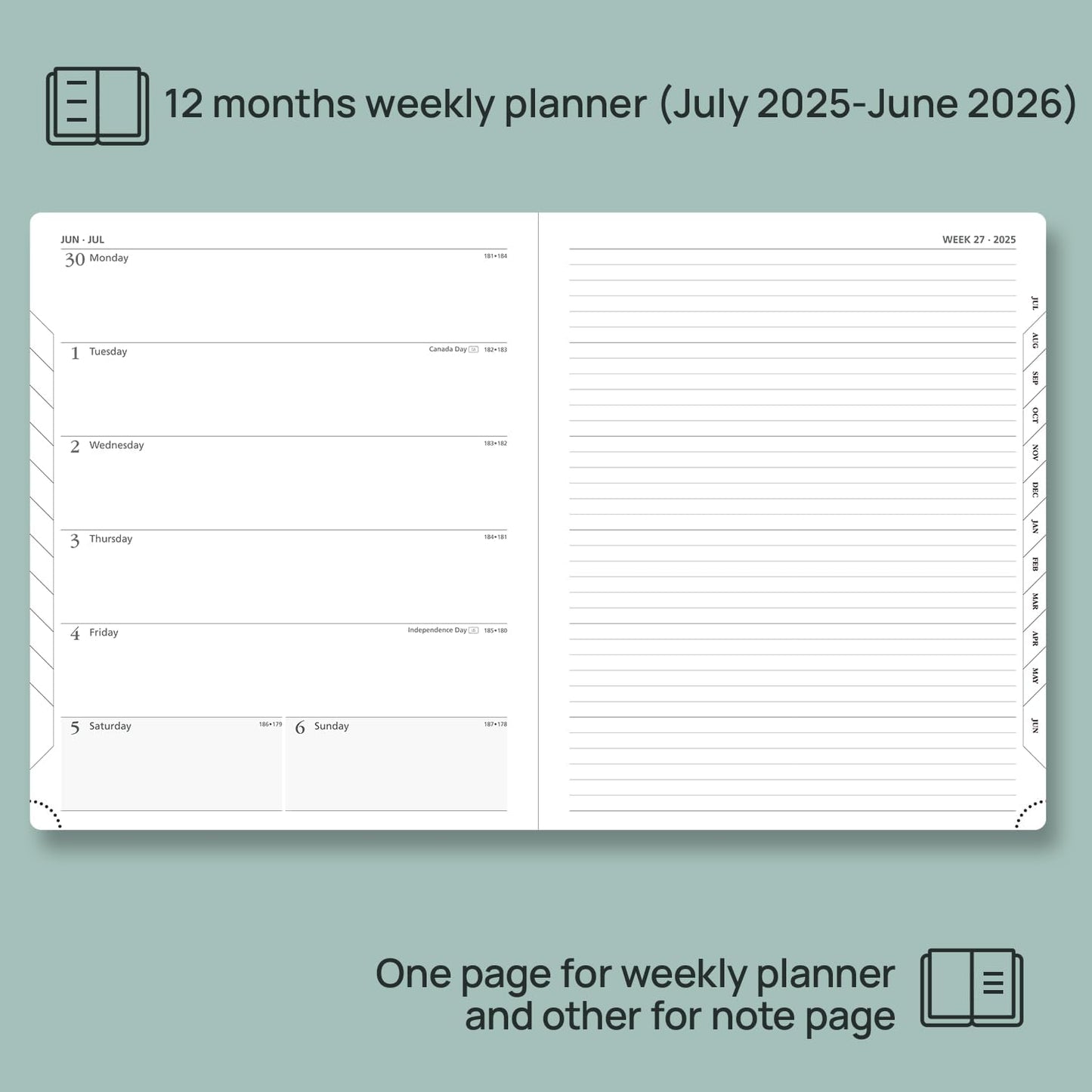 POPRUN Planner 2025-2026 Weekly Notebook (Large 8.5''x 10.5'') Academic Calendar (JUL.25 - JUN.26) Appointment Book with Monthly Tabs, Leather Soft Cover, Inner Pocket, 100 GSM - Royal Blue