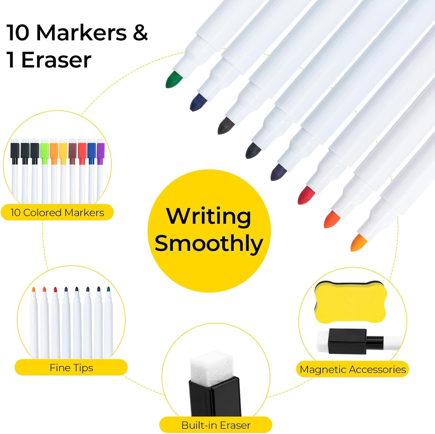 M&G Dry Erase Magnetic Fridge Calendar Set, 4 Pack- Monthly & Weekly & Daily Planner Whiteboard with 10 Markers and Eraser, Chore Chart for Refrigerator Wall Door, Family Schedule Planning Whiteboards