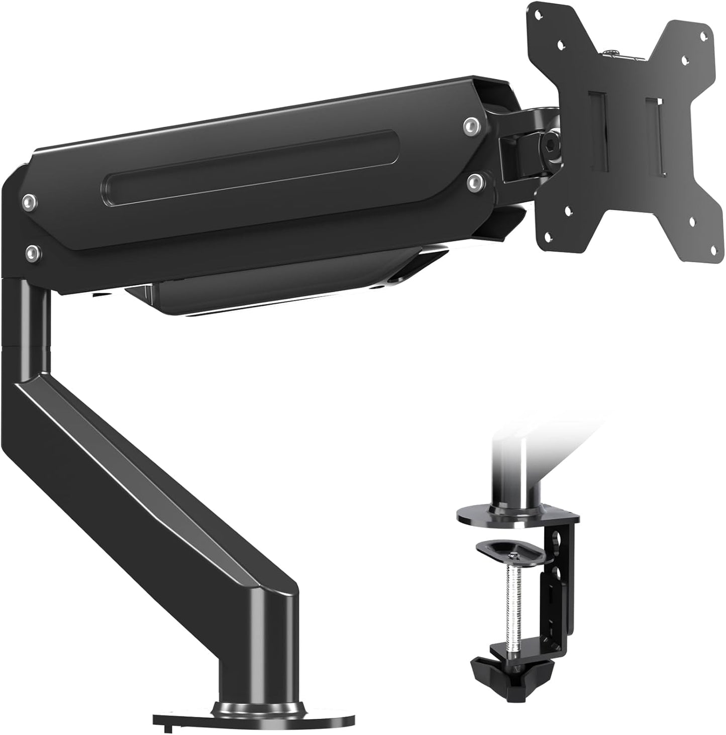 Suptek Single Monitor Mount,Adjustable Gas Spring Monitor Arm Desk Mount Stand Fits 17 20 22 23 24 26 27 32 33 inch,Holds up to 22 lbs, Black(MD18)