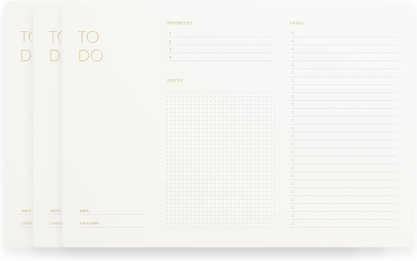 Elegant To Do List Notepad with Mouse Pad Feature, 3 Pack, 11.22" x 7.87", 50 Tear-Off Sheets (50 Each), Gold Foiled, Daily Planning, Eco-friendly To Do List Planner, FSC™ Certified To Do List Notebook for Work