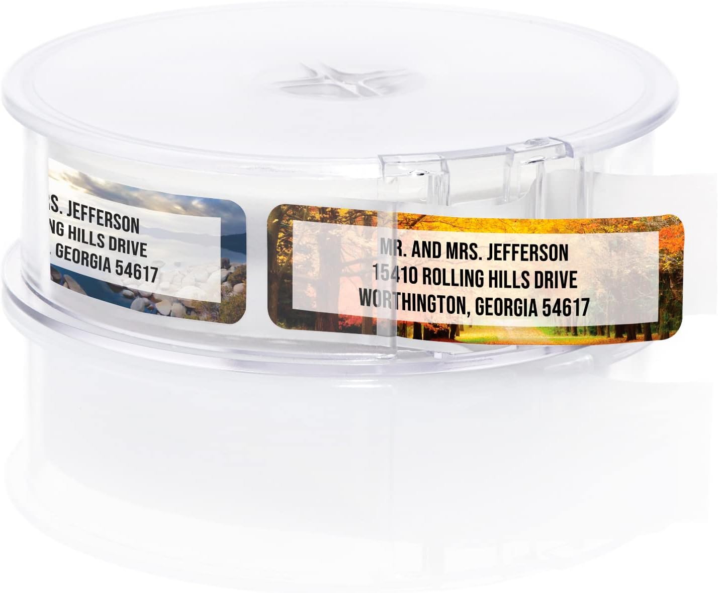 Breathtaking Landscape Rolled Address Labels / 250 Personalized Return Address Labels/Designer Address Stickers in Elegant Plastic Dispenser
