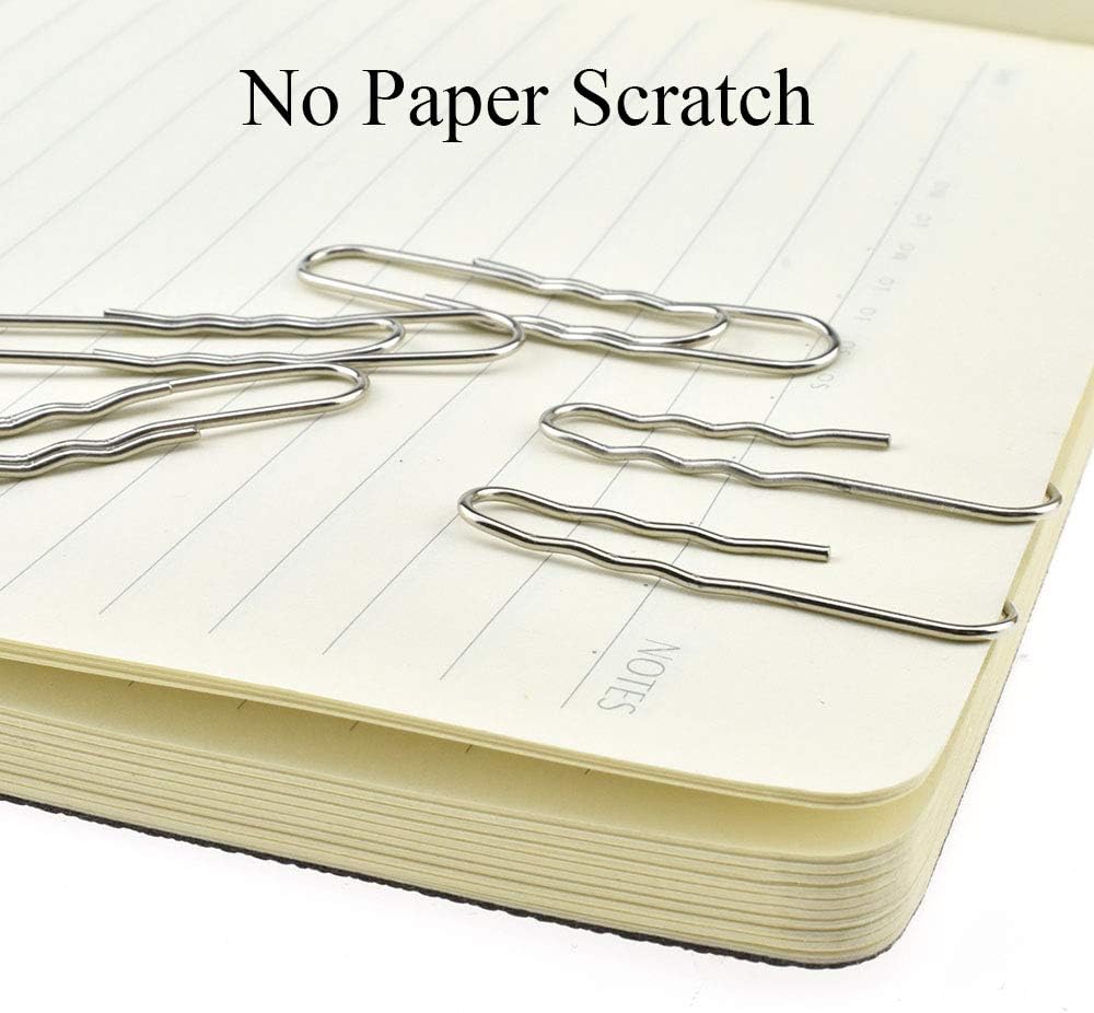 HAHIYO Paperclips Nonskid New Upgrade No Paper Scratch Large 2” Length Paper Clips with Curve Non Skid Heavy Duty Tight Grip Thick Rust Proof Reusable Metal Bright Silver for Home Office 90 Pack