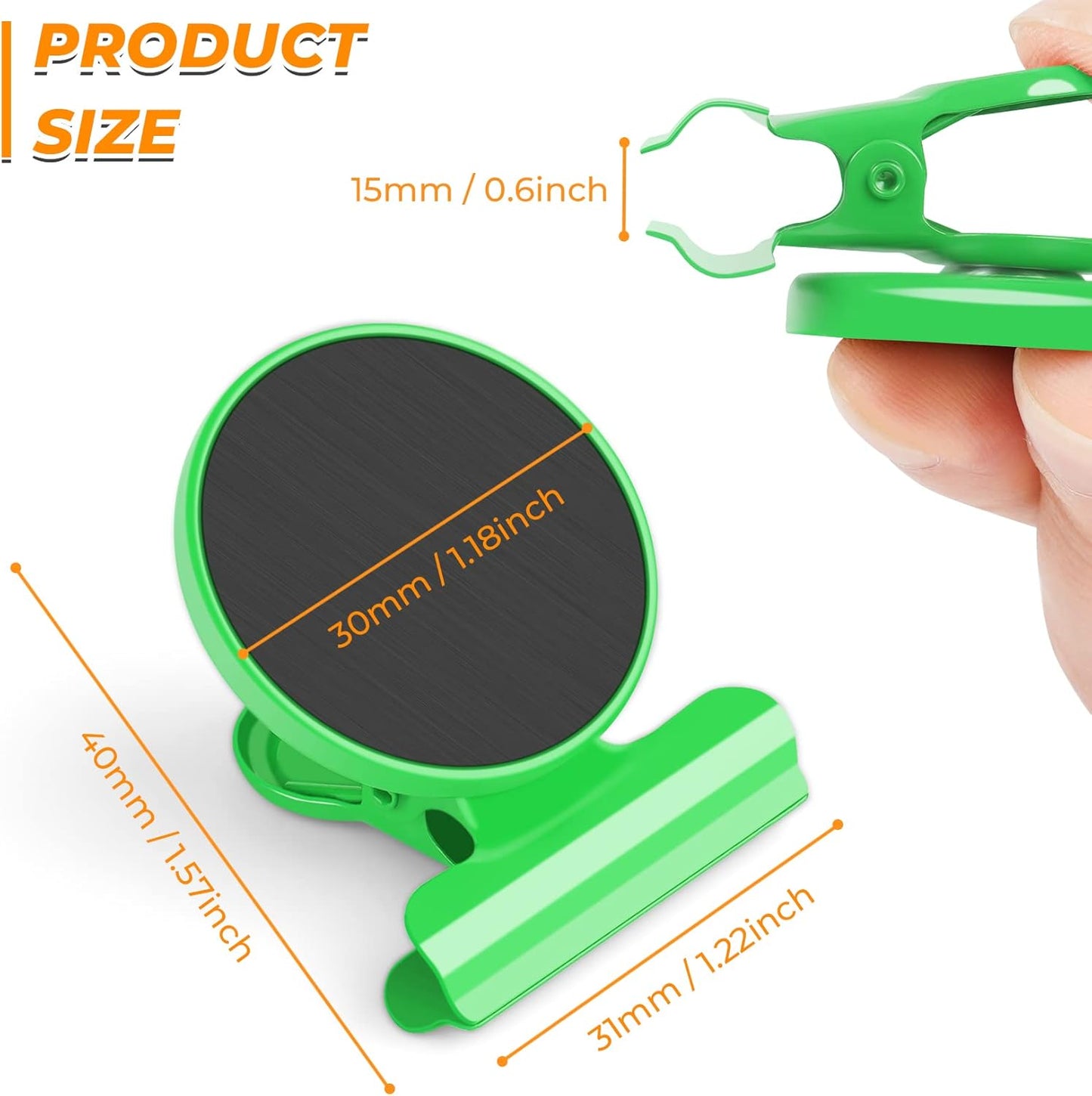 VNDUEEY 20 Pack Magnetic Paper Clip Dispenser Holder, Paperclip Dispenser for Desk, School, Office, Fridge Magnets Refrigerator Magnets, Magnet Clips for Whiteboard Locker (Green) ﻿