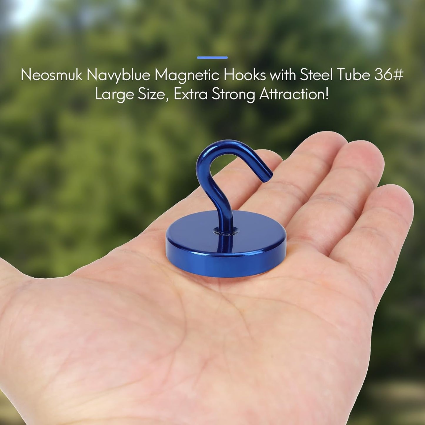 Neosmuk Magnetic Hooks, Heavy Duty 170lb Strong Magnets for Cruise Cabins, Ship Essentials, Large Metal Hooks for Hanging on Fridge(Navyblue,Pack of 4)