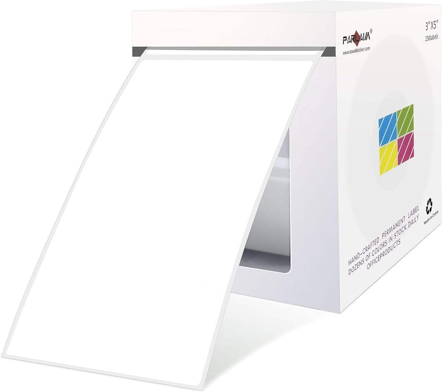 PARLAIM 3 x5 inch Rectangle Sticker Labels Adhesive Color Coding Stickers, 250PCS Inventory Label Tags for Business, School, White