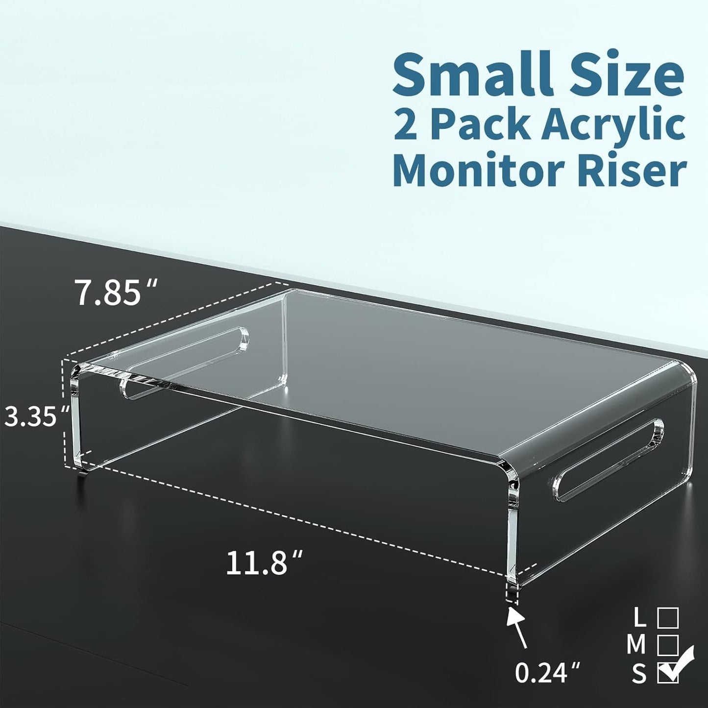 Zimilar 2 Pack Monitor Stand Riser, Acrylic Monitor Stand for Computer, Laptop, Printer, Notebook, Premium Clear Laptop Stand Acrylic Monitor Riser for Home Office, Monitor Stands for 2 Monitors